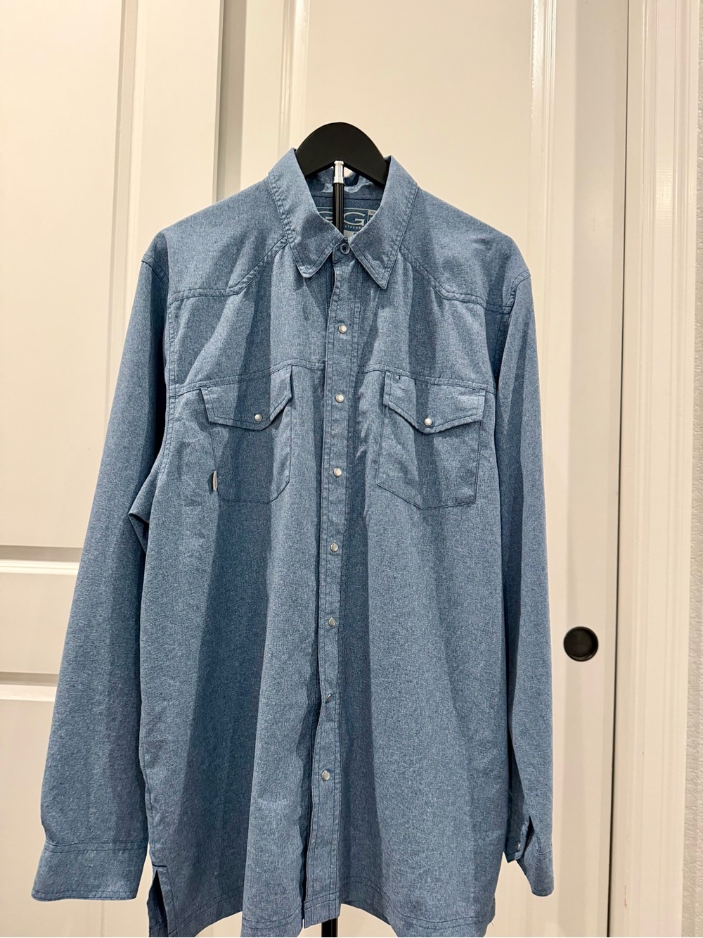 Men's Vented Gameguard Light Denim Western Snap Shirt - Never Worn
